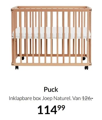 Aanbiedingen Puck inklapbare box joep naturel - Puck - Geldig van 20/07/2021 tot 16/08/2021 bij Babypark