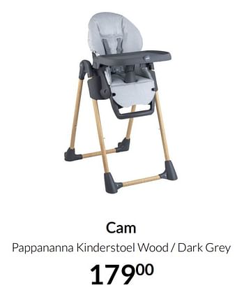 Aanbiedingen Cam pappananna kinderstoel wood - dark grey - Cam - Geldig van 20/07/2021 tot 16/08/2021 bij Babypark