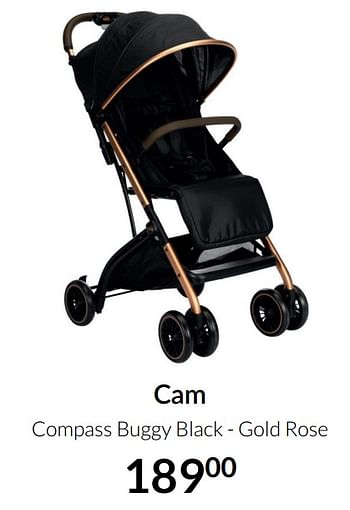 Aanbiedingen Cam compass buggy black - gold rose - Cam - Geldig van 20/07/2021 tot 16/08/2021 bij Babypark