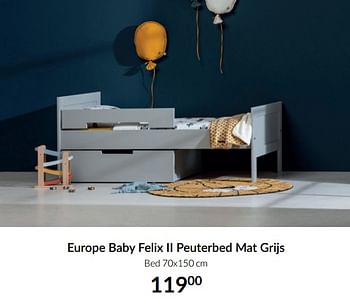 Aanbiedingen Europe baby felix ii peuterbed mat grijs - Europe baby - Geldig van 20/07/2021 tot 16/08/2021 bij Babypark