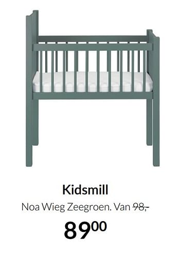 Aanbiedingen Kidsmill noa wieg zeegroen - Kidsmill - Geldig van 20/07/2021 tot 16/08/2021 bij Babypark