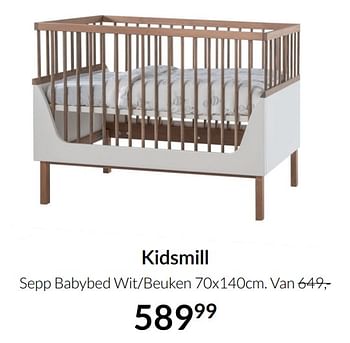 Aanbiedingen Kidsmill sepp babybed wit-beuken - Kidsmill - Geldig van 20/07/2021 tot 16/08/2021 bij Babypark