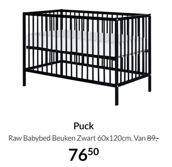 Aanbiedingen Puck raw babybed beuken zwart - Puck - Geldig van 20/07/2021 tot 16/08/2021 bij Babypark