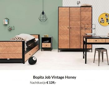 Aanbiedingen Bopita job vintage honey nachtkastje - Bopita - Geldig van 20/07/2021 tot 16/08/2021 bij Babypark