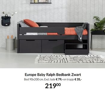 Aanbiedingen Europe baby ralph bedbank zwart - Europe baby - Geldig van 20/07/2021 tot 16/08/2021 bij Babypark