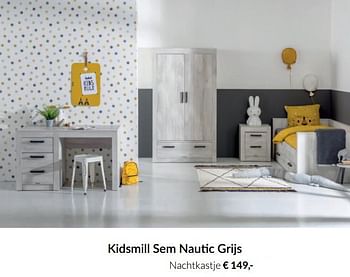 Aanbiedingen Kidsmill sem nautic grijs nachtkastje - Kidsmill - Geldig van 20/07/2021 tot 16/08/2021 bij Babypark