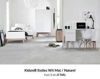 Aanbiedingen Kidsmill sixties wit mat - naturel kast 3-drs - Kidsmill - Geldig van 20/07/2021 tot 16/08/2021 bij Babypark