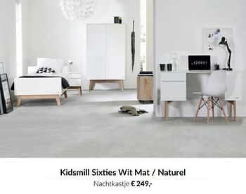 Aanbiedingen Kidsmill sixties wit mat - naturel nachtkastje - Kidsmill - Geldig van 20/07/2021 tot 16/08/2021 bij Babypark