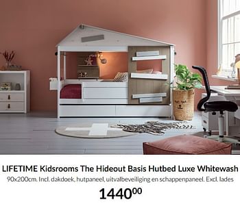Aanbiedingen Lifetime kidsrooms the hideout basis hutbed luxe whitewash - Lifetime - Geldig van 20/07/2021 tot 16/08/2021 bij Babypark