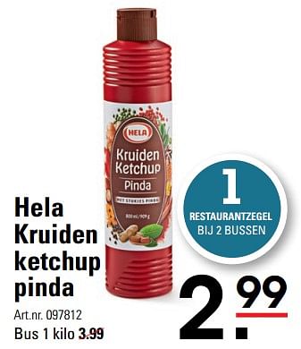 Aanbiedingen Hela kruiden ketchup pinda - Hela - Geldig van 22/07/2021 tot 09/08/2021 bij Sligro