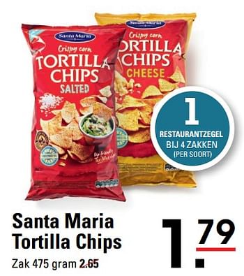 Aanbiedingen Santa maria tortilla chips - Santa Maria - Geldig van 22/07/2021 tot 09/08/2021 bij Sligro