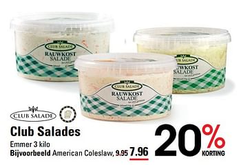 Aanbiedingen American coleslaw - Club Salade - Geldig van 22/07/2021 tot 09/08/2021 bij Sligro