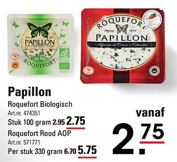 Aanbiedingen Papillon roquefort biologisch - Huismerk - Sligro - Geldig van 22/07/2021 tot 09/08/2021 bij Sligro