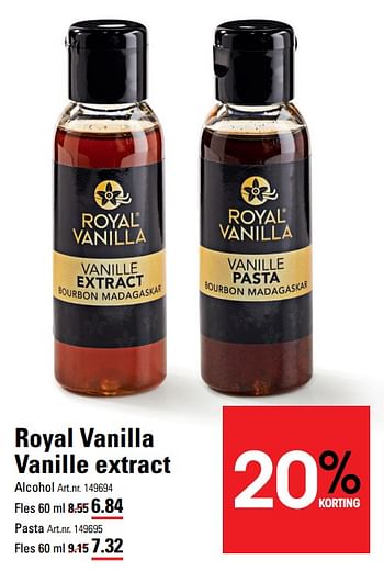 Aanbiedingen Royal vanilla vanille extract - Royal - Geldig van 22/07/2021 tot 09/08/2021 bij Sligro