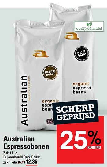 Aanbiedingen Australian espressobonen dark roast - Australian - Geldig van 22/07/2021 tot 09/08/2021 bij Sligro