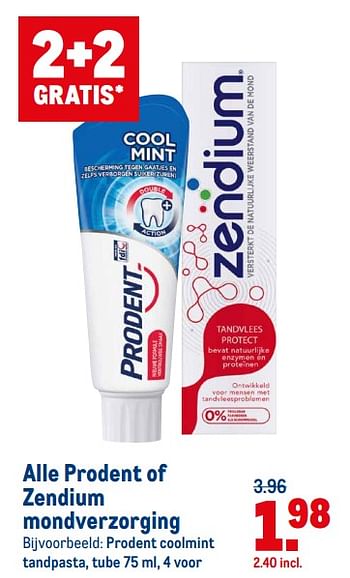 Aanbiedingen Prodent coolmint tandpasta - Prodent - Geldig van 21/07/2021 tot 03/08/2021 bij Makro