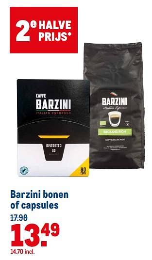 Aanbiedingen Barzini bonen of capsules - Barzini - Geldig van 21/07/2021 tot 03/08/2021 bij Makro