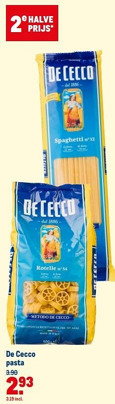 Aanbiedingen De cecco pasta - De Cecco - Geldig van 21/07/2021 tot 03/08/2021 bij Makro