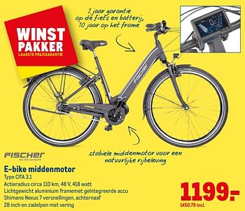 Aanbiedingen E-bike middenmotor cita 3.1 - Fischer - Geldig van 21/07/2021 tot 03/08/2021 bij Makro