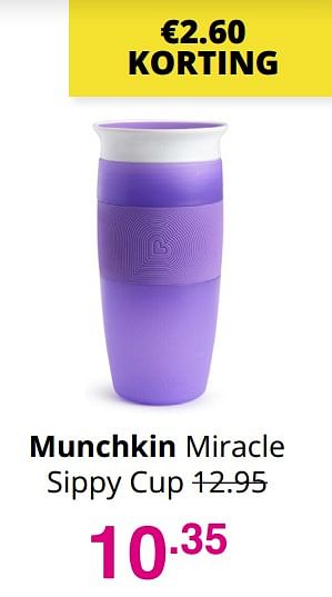 Aanbiedingen Munchkin miracle sippy cup - Munchkin - Geldig van 25/07/2021 tot 31/07/2021 bij Baby & Tiener Megastore