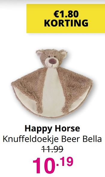 Aanbiedingen Happy horse knuffeldoekje beer bella - Happy Horse - Geldig van 25/07/2021 tot 31/07/2021 bij Baby & Tiener Megastore