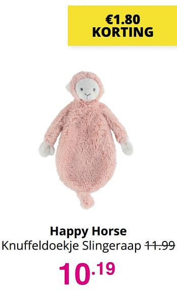 Aanbiedingen Happy horse knuffeldoekje slingeraap - Happy Horse - Geldig van 25/07/2021 tot 31/07/2021 bij Baby & Tiener Megastore