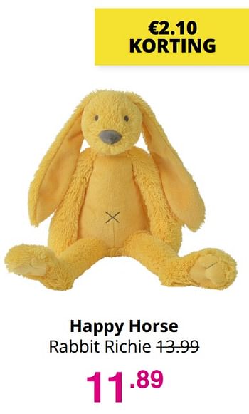 Aanbiedingen Happy horse rabbit richie - Happy Horse - Geldig van 25/07/2021 tot 31/07/2021 bij Baby & Tiener Megastore