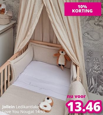 Aanbiedingen Jollein ledikantlaken love you nougat - Jollein - Geldig van 25/07/2021 tot 31/07/2021 bij Baby & Tiener Megastore