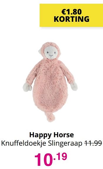 Aanbiedingen Happy horse knuffeldoekje slingeraap - Happy Horse - Geldig van 01/08/2021 tot 07/08/2021 bij Baby & Tiener Megastore