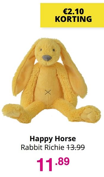 Aanbiedingen Happy horse rabbit richie - Happy Horse - Geldig van 01/08/2021 tot 07/08/2021 bij Baby & Tiener Megastore
