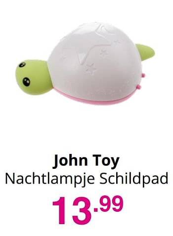Aanbiedingen John toy nachtlampje schildpad - Johntoy - Geldig van 01/08/2021 tot 07/08/2021 bij Baby & Tiener Megastore