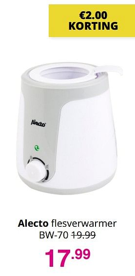 Aanbiedingen Alecto flesverwarmer bw-70 - Alecto - Geldig van 01/08/2021 tot 07/08/2021 bij Baby & Tiener Megastore