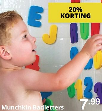 Aanbiedingen Munchkin badletters - Munchkin - Geldig van 01/08/2021 tot 07/08/2021 bij Baby & Tiener Megastore