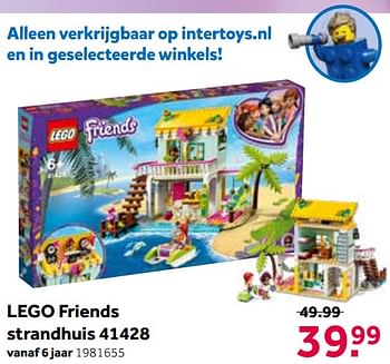 Aanbiedingen Lego friends strandhuis 41428 - Lego - Geldig van 01/08/2021 tot 15/08/2021 bij Intertoys