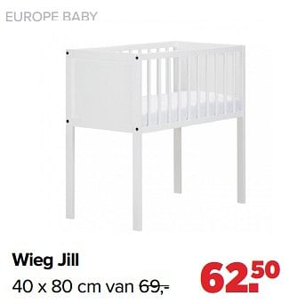 Aanbiedingen Wieg jill - Europe baby - Geldig van 02/08/2021 tot 29/08/2021 bij Baby-Dump