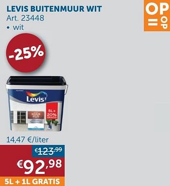 Aanbiedingen Levis buitenmuur wit - Levis - Geldig van 17/08/2021 tot 20/09/2021 bij Zelfbouwmarkt