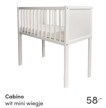 Aanbiedingen Cabino wit mini wiegje - Cabino - Geldig van 15/08/2021 tot 21/08/2021 bij Baby & Tiener Megastore