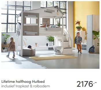 Aanbiedingen Lifetime halfhoog hutbed - Lifetime - Geldig van 15/08/2021 tot 21/08/2021 bij Baby & Tiener Megastore