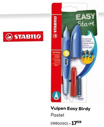 Aanbiedingen Vulpen easy birdy pastel - Stabilo - Geldig van 03/08/2021 tot 07/09/2021 bij Supra Bazar