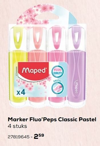 Aanbiedingen Marker fluo’peps classic pastel - Maped - Geldig van 03/08/2021 tot 07/09/2021 bij Supra Bazar
