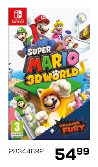 Aanbiedingen Super mario 3d world - Nintendo - Geldig van 03/08/2021 tot 07/09/2021 bij Supra Bazar
