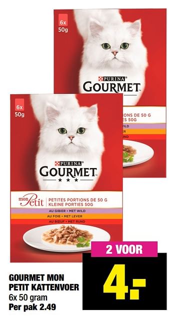Aanbiedingen Gourmet mon petit kattenvoer - Purina - Geldig van 16/08/2021 tot 29/08/2021 bij Big Bazar
