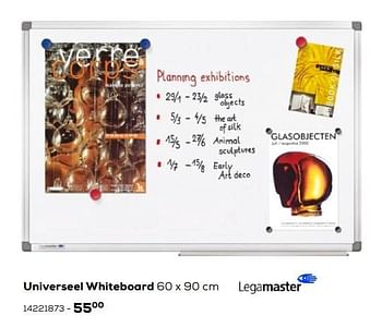 Aanbiedingen Universeel whiteboard - Legamaster - Geldig van 03/08/2021 tot 07/09/2021 bij Supra Bazar
