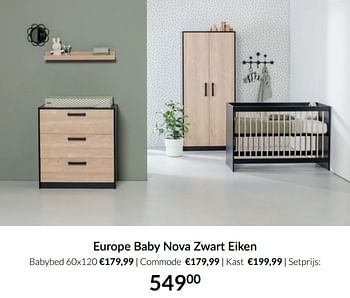 Aanbiedingen Europe baby nova zwart eiken - Europe baby - Geldig van 17/08/2021 tot 20/09/2021 bij Babypark