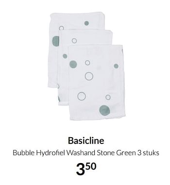 Aanbiedingen Basicline bubble hydrofiel washand stone green - Basicline - Geldig van 17/08/2021 tot 20/09/2021 bij Babypark