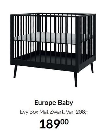 Aanbiedingen Europe baby evy box mat zwart - Europe baby - Geldig van 17/08/2021 tot 20/09/2021 bij Babypark