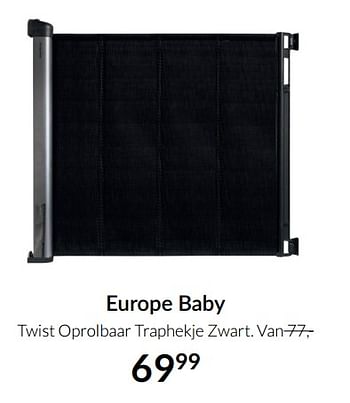 Aanbiedingen Europe baby twist oprolbaar traphekje zwart - Europe baby - Geldig van 17/08/2021 tot 20/09/2021 bij Babypark
