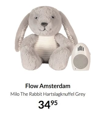 Aanbiedingen Flow amsterdam milo the rabbit hartslagknuffel grey - Flow Amsterdam - Geldig van 17/08/2021 tot 20/09/2021 bij Babypark