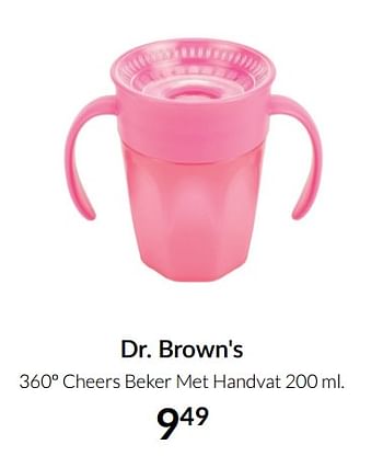 Aanbiedingen Dr. brown`s 360º cheers beker met handvat - DrBrown's - Geldig van 17/08/2021 tot 20/09/2021 bij Babypark