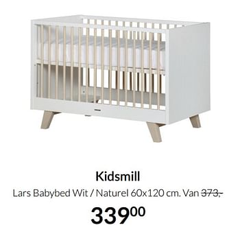 Aanbiedingen Kidsmill lars babybed wit - naturel - Kidsmill - Geldig van 17/08/2021 tot 20/09/2021 bij Babypark